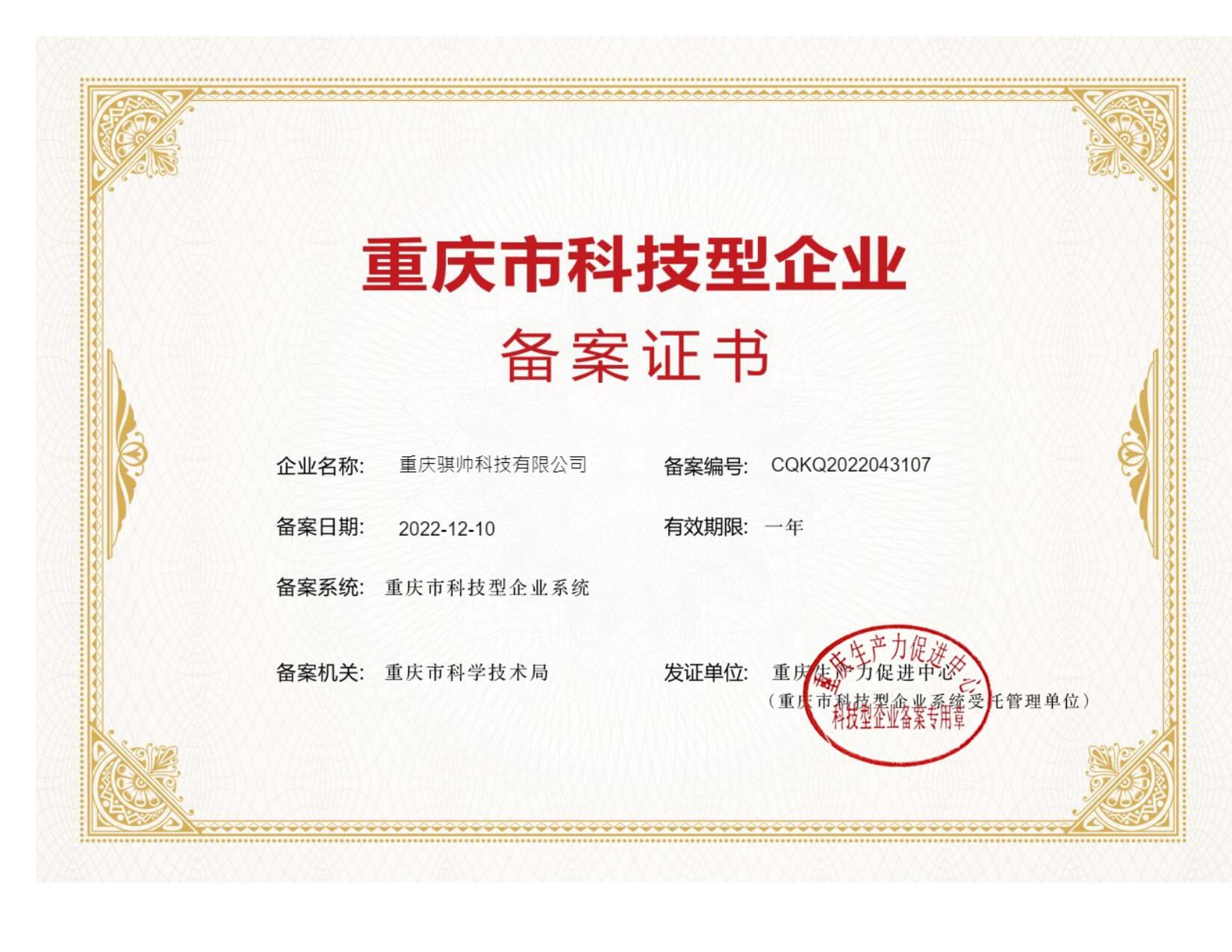 重庆市科技小巨人企业